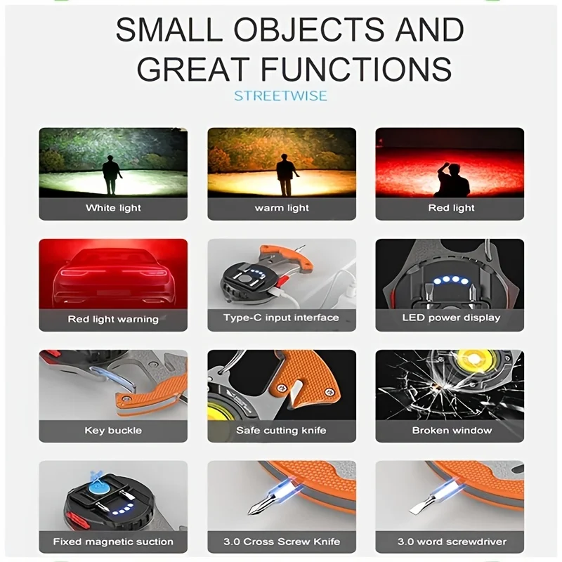 Mini COB Work Lights LED Flashlight Keychain Outdoor Camping Fishing Climbing Multifunction Portable Magnetic Torch USB Charging