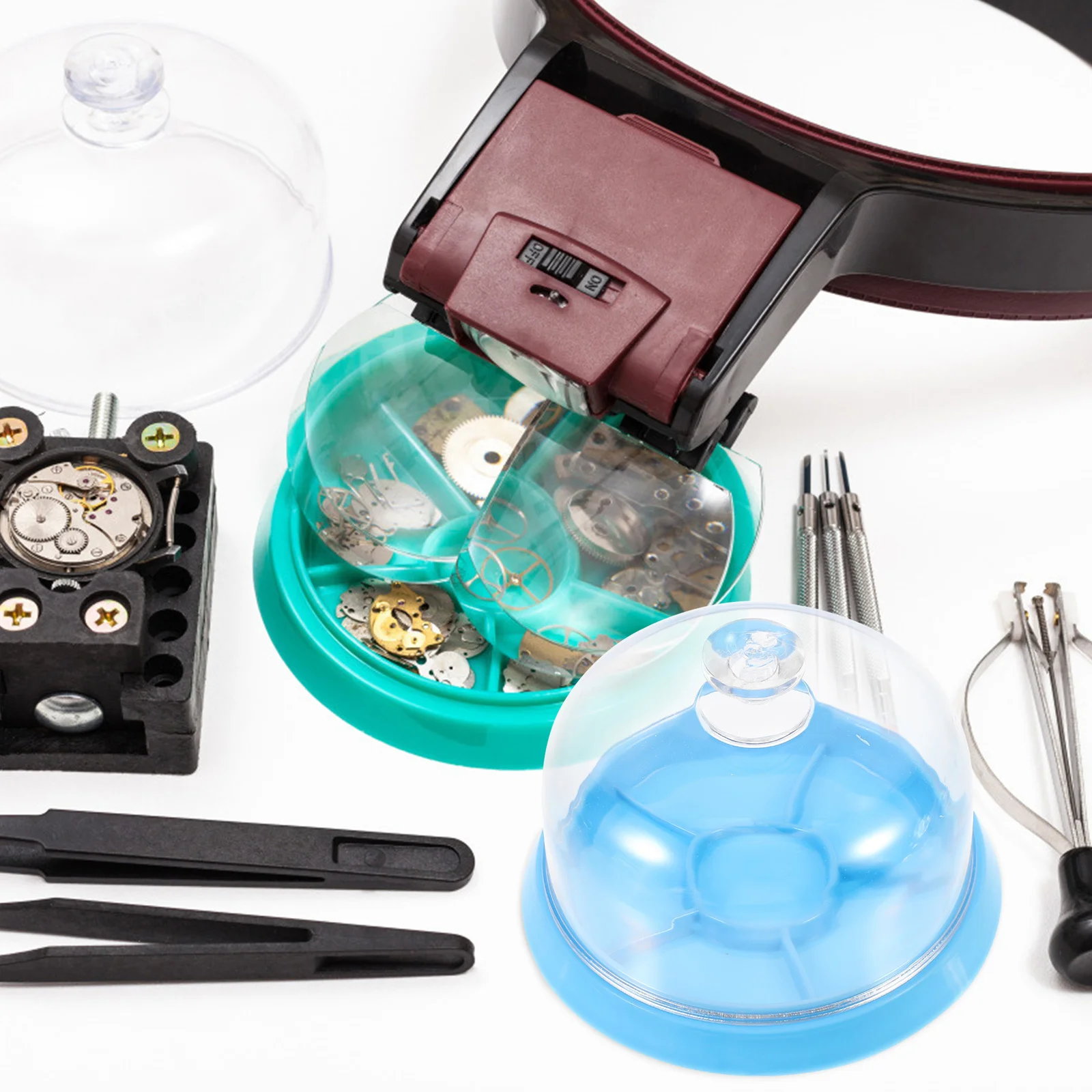 

1 pc Parts Storage Case Lid Watch Repair Tray Dust Cover For Small Office Home Use Watch Accessories Box