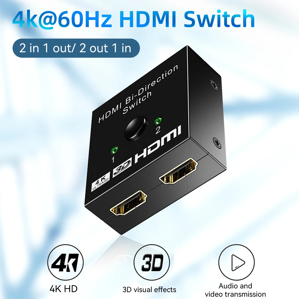 Switch HDMI 4k @ 60hz Splitter Switcher HDMI bidirezionale 2 in 1 Out Hub HDMI supporta HD compatibile con Xbox PS4