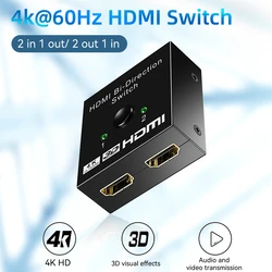 Switch HDMI 4k @ 60hz Splitter Switcher HDMI bidirezionale 2 in 1 Out Hub HDMI supporta HD compatibile con Xbox PS4