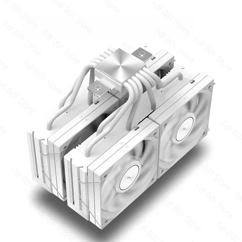 JF15K Dual-Tower-CPU-Kühler 10cm 4 PWM-Lüfter 6 Heatpipes Luftkühlungsradiator für Wärmeableitung ohne Speicherverhinderung