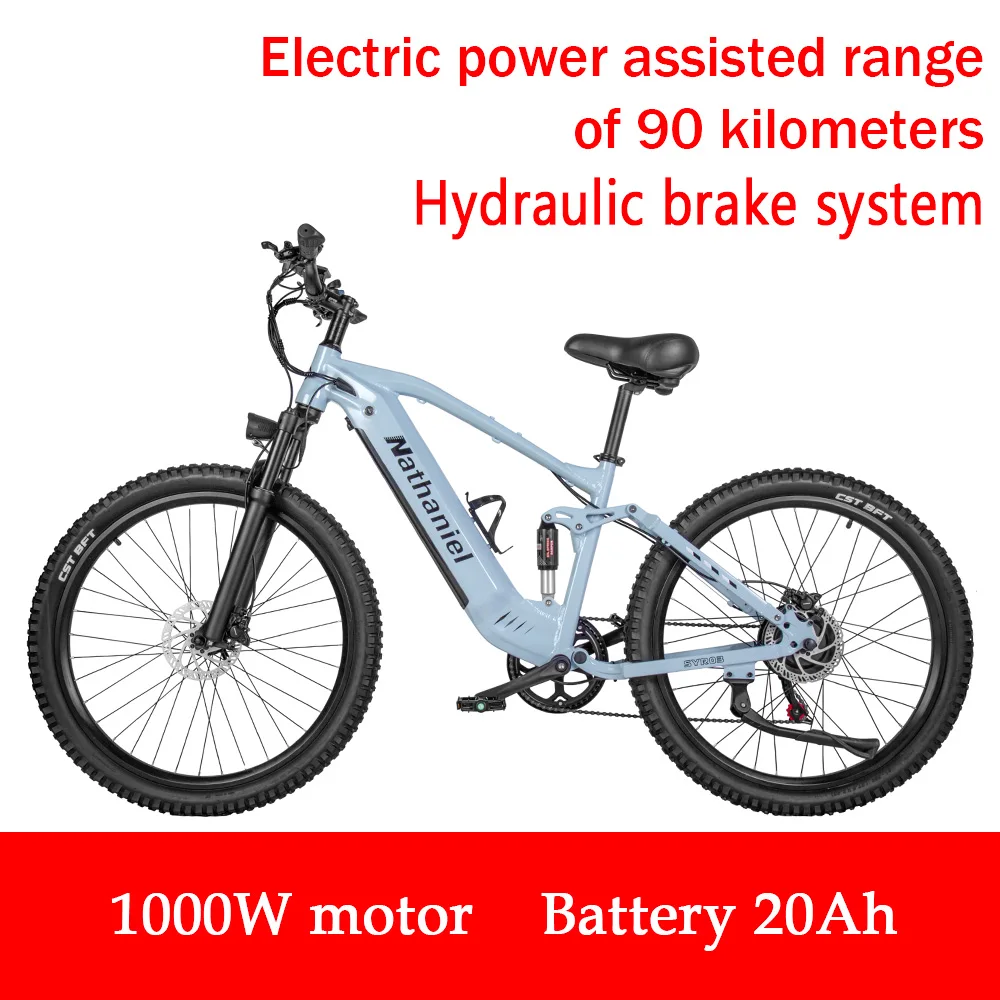 Nathaniel SYR03 E-Bike 1000W Brushless Motor,48V20AH Detachable Battery,27.5" E-Mountain Bike,70KM Range,45KM/h,for Outdoor Ride image 2