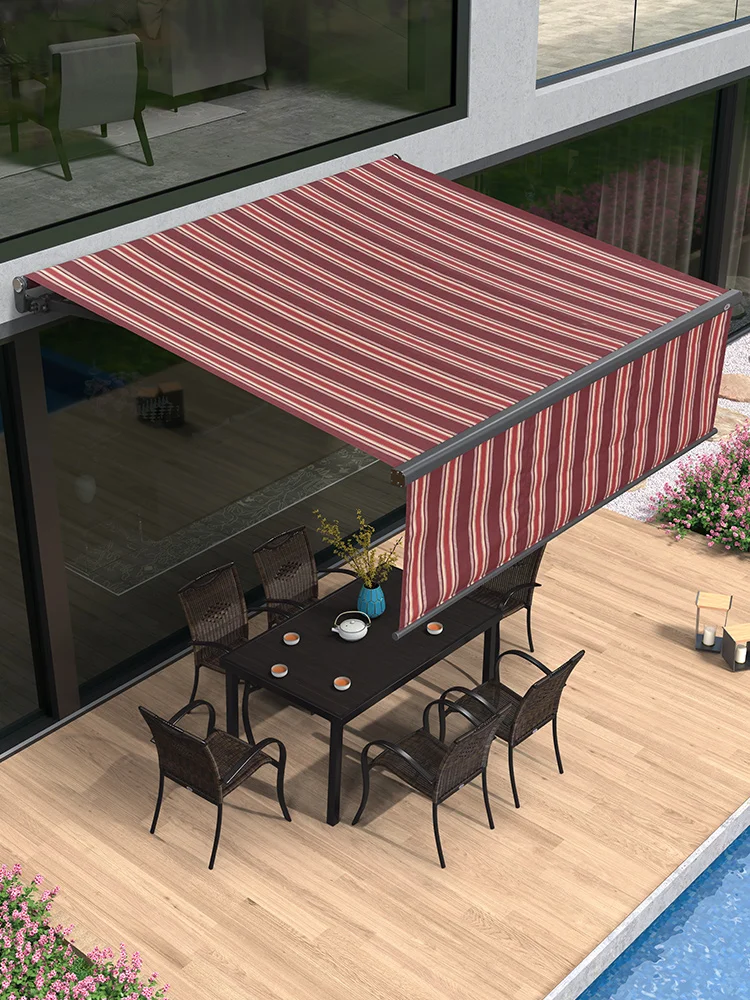 Outdoor retractable rain canopy, sunshade, folding retractable canopy, electric balcony, household villa