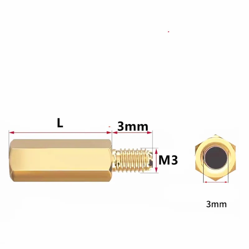 20Pcs M3X3-35+3mm 4mm Hex Nut Spacing Screw Brass Threaded Pillar PCB Standoff Spacer