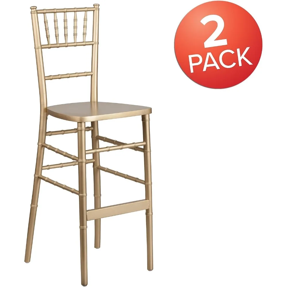 2 Pack HERCULES Series Gold Wood Chiavari Barstool