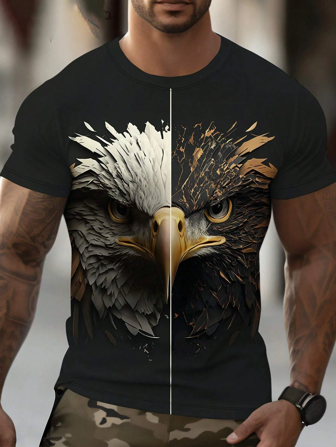 

New Vintage USA Eagle Flag 3D Print T shirts Summer Fashion Men/Women Trend T-shirt Casual Short sleeve Top Oversized Streetwear