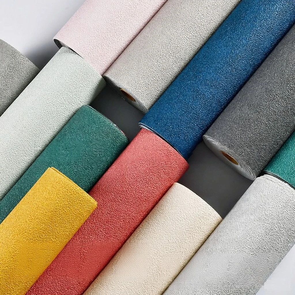 1/2.8/10m Linen 3D Foam Self-adhesive PVC Solid Color Thickened Waterproof Background Wall Renovation Wallpaper Wall Stickers