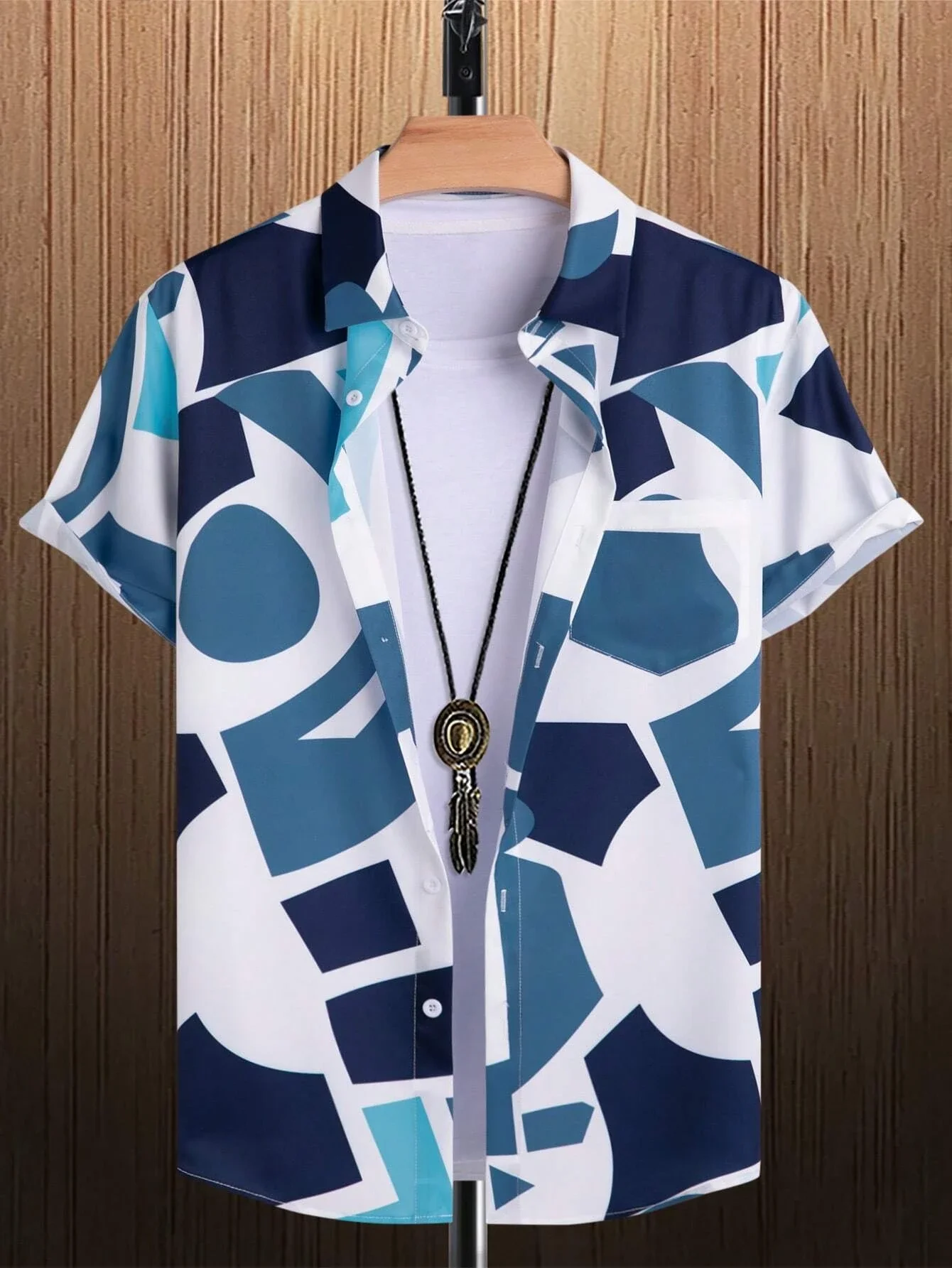 

Men's Lapel Shirts Women's Irregular Pattern Print Design Casual Short Sleeve Button-Down Shirts Casual Tops
