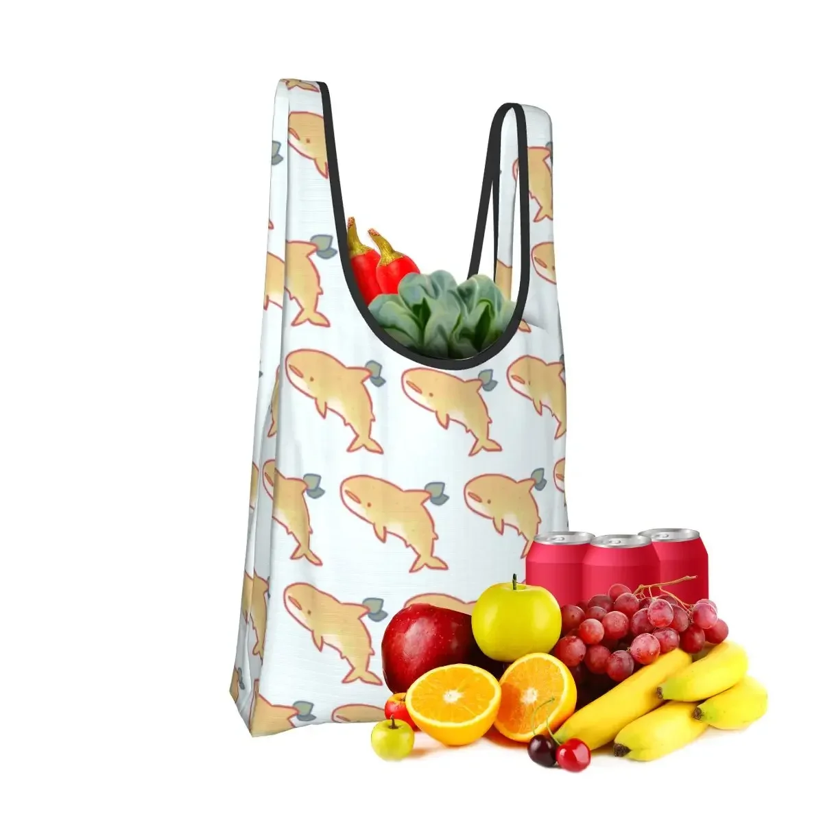 Lemon Shark Shopping Bag Portable Tote Bags Foldable Shoulder Shopper Bag Grocery Handbag