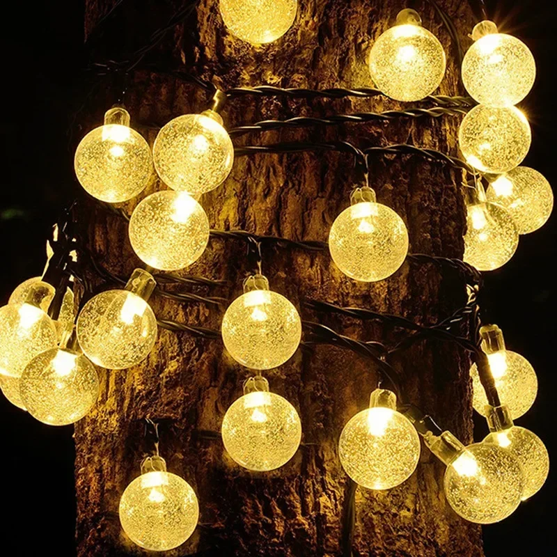 Solar Crystal Globe LED String Lights 60 LED 8 Lighting Modes IP65 Fairy Light Christmas Garland For Garden Party Decor