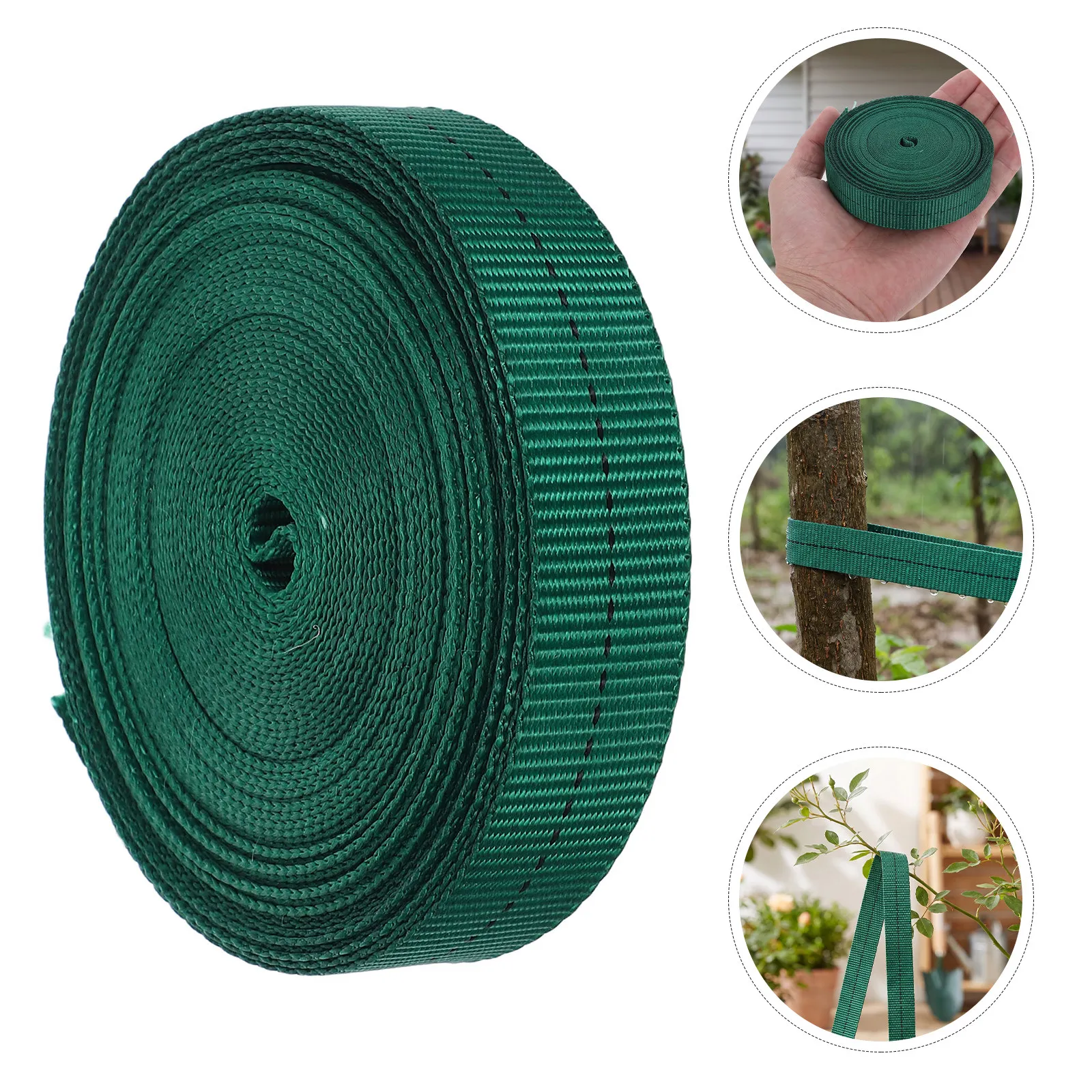 98.4ft 1 Inch Green Woven Canvas Tree Ties Weather Resistant Reusable Tree Straps, Sapling Staking Support Webbing