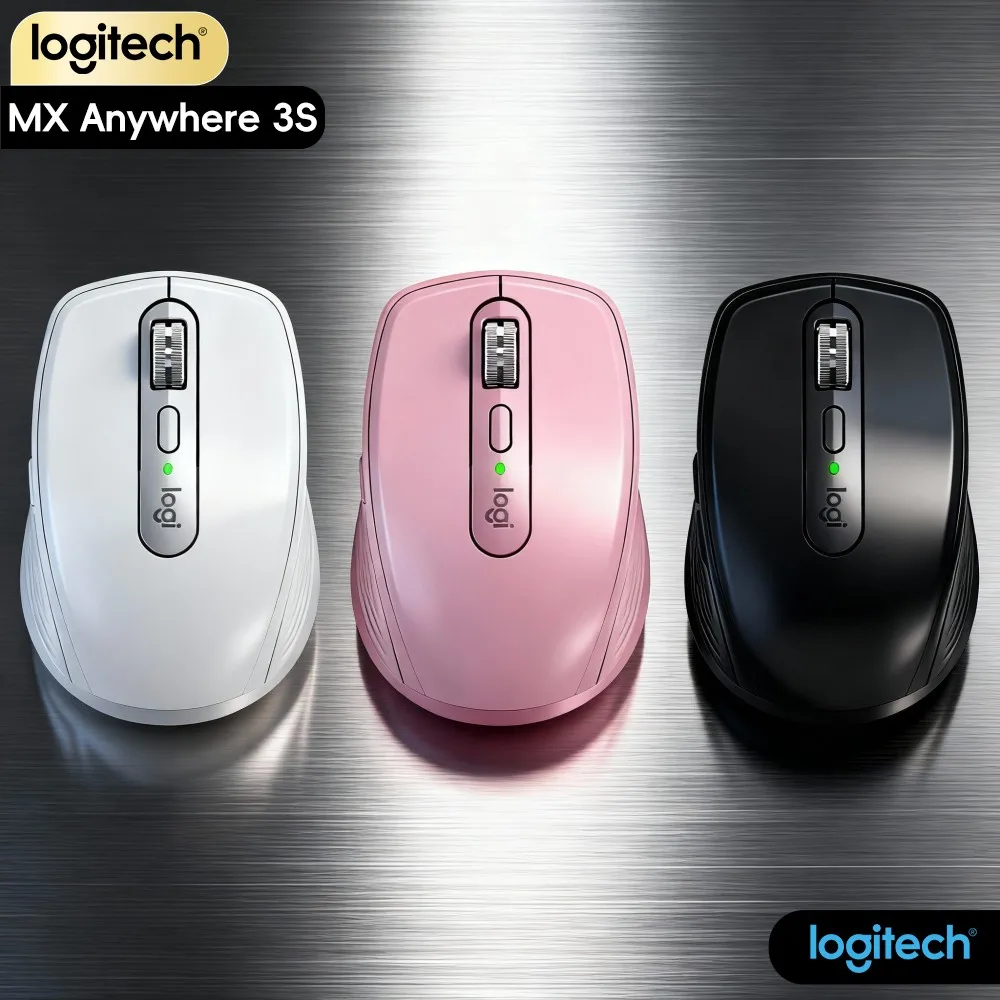 High-Precision Logitech MX Anywhere 3S - 8K DPI Darkfield, Magspeed Scroll, Silent Click, USB-C Charge For Travel