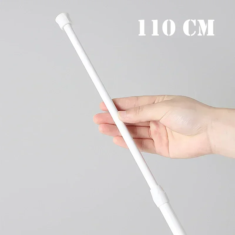 30-110cm regulowany metalowy drążek do zasłon sprężynowy wysuwane słupy teleskopowe do łazienki Bar prysznic bez wiercenia pręty wiszące