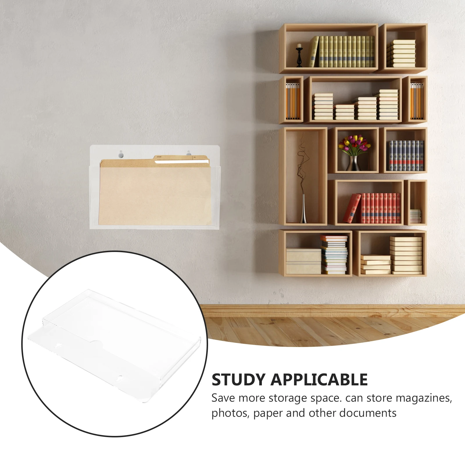 

Wall-mounted File Box A4 Transparent Document Organizer Storage Case for Office Home Multi- Manager