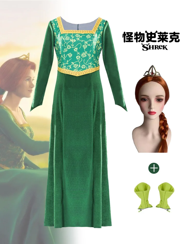 

Anime Monster Shrek Cosplay Costume, Character Fiona Princess Green Dress Cosplay Costumes, Halloween Stage Performance Costume