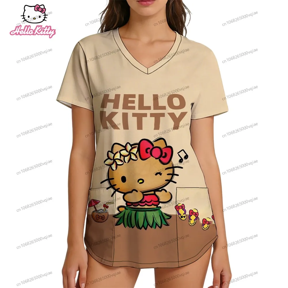 

Funny T Shirt Women's T-shirt Tees Hello Kitty Cute Tops Woman Clothes T-shirts Summer Kawaii Pocket Harajuku Fashion New S-2XL