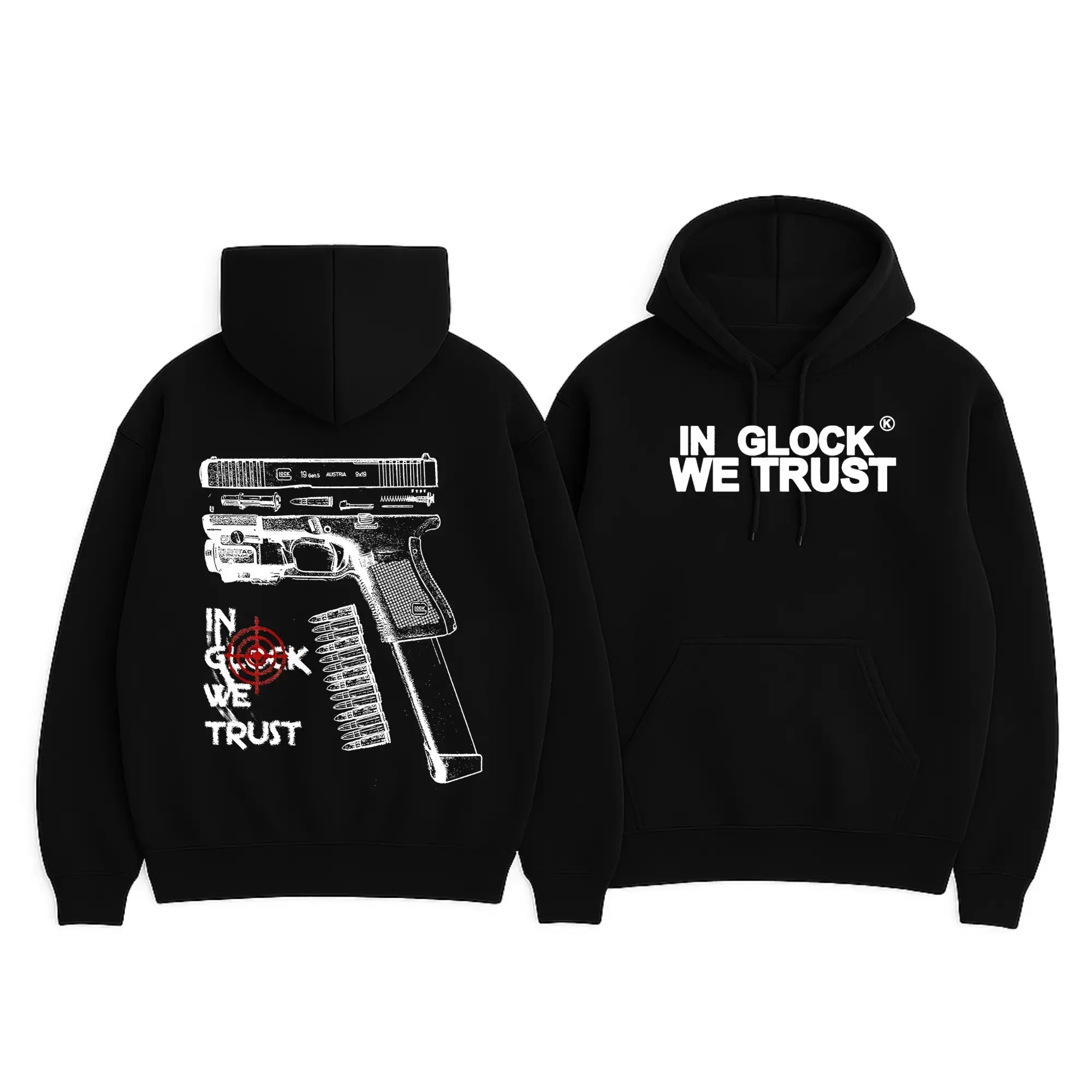 2026 Neu In Glock We Trust Schwarzer Hoodie Vollfarbiges Design Unisex Alltagskleidung Modisches Design Hoodies Stranger Things Funko – Detail 8