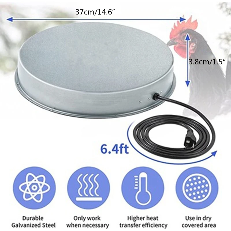 Pet Poultry Drinker Heater Base for Chicken Water Heater for Winter Poultry Deicer Heated Base Durable