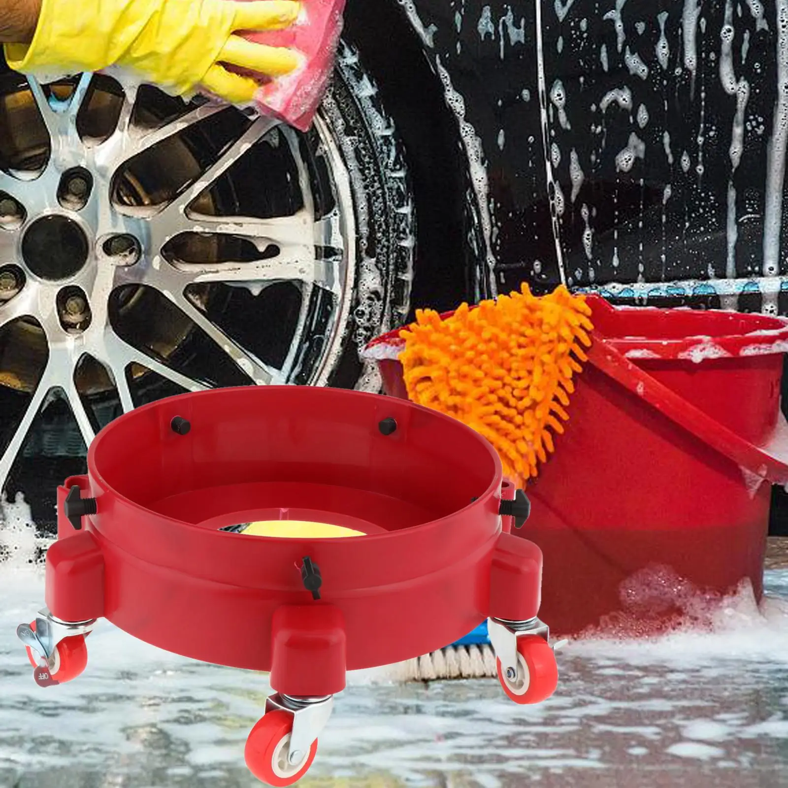 Car Wash Bucket Dolly Removable Bucket Mover Portable Rolling Bucket Dolly