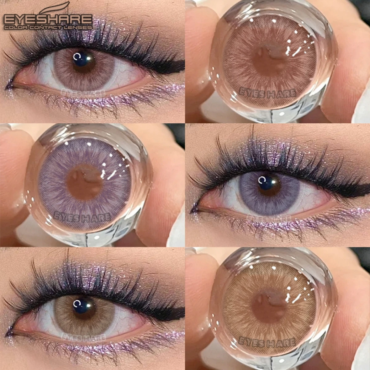 EYESHARE 1 Pair Korean Color Contact Lenses Natural Pink Colored Pupils for Eye Gray Eye Colorful Makeup Beautiful Pupil Yearly