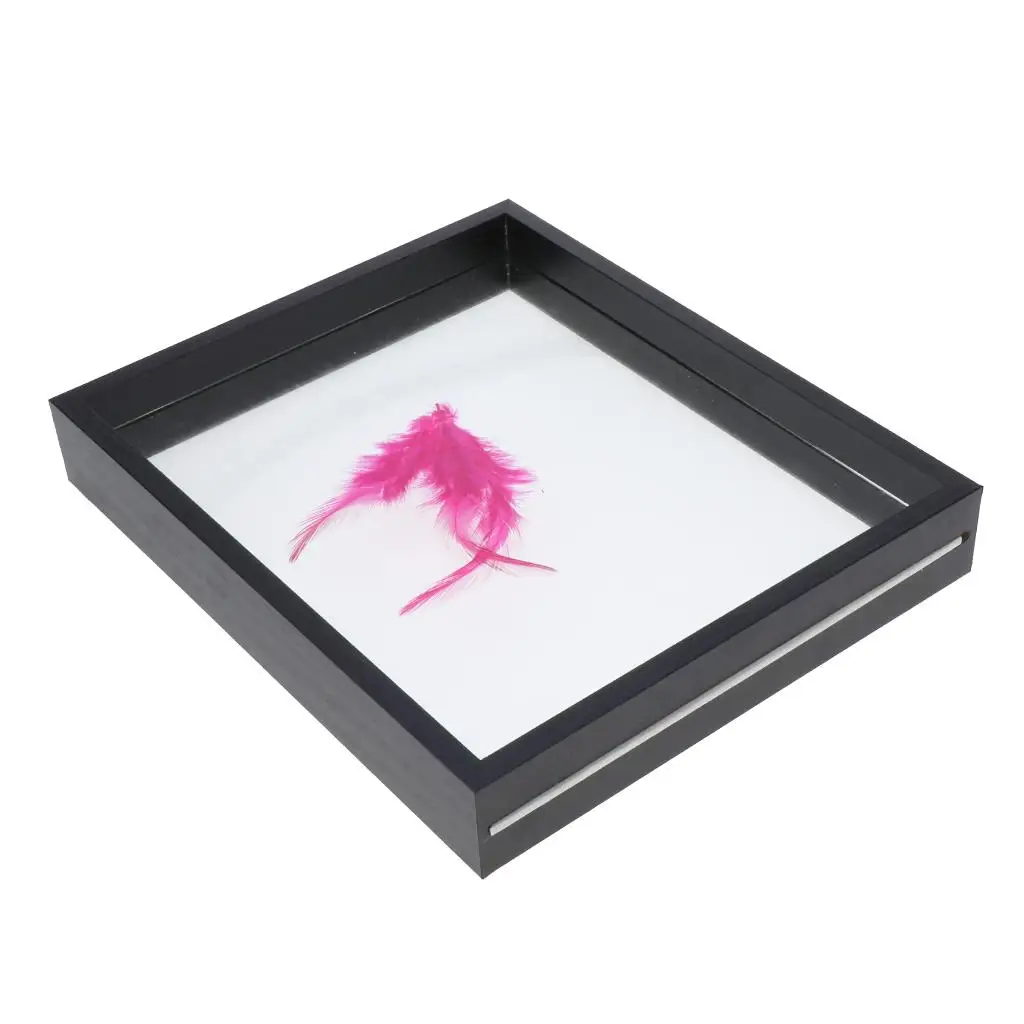 3D Display Frame Wood Shadow Box Picture Frame Double Glass Specimen Holder for Jewelry Display and Watches