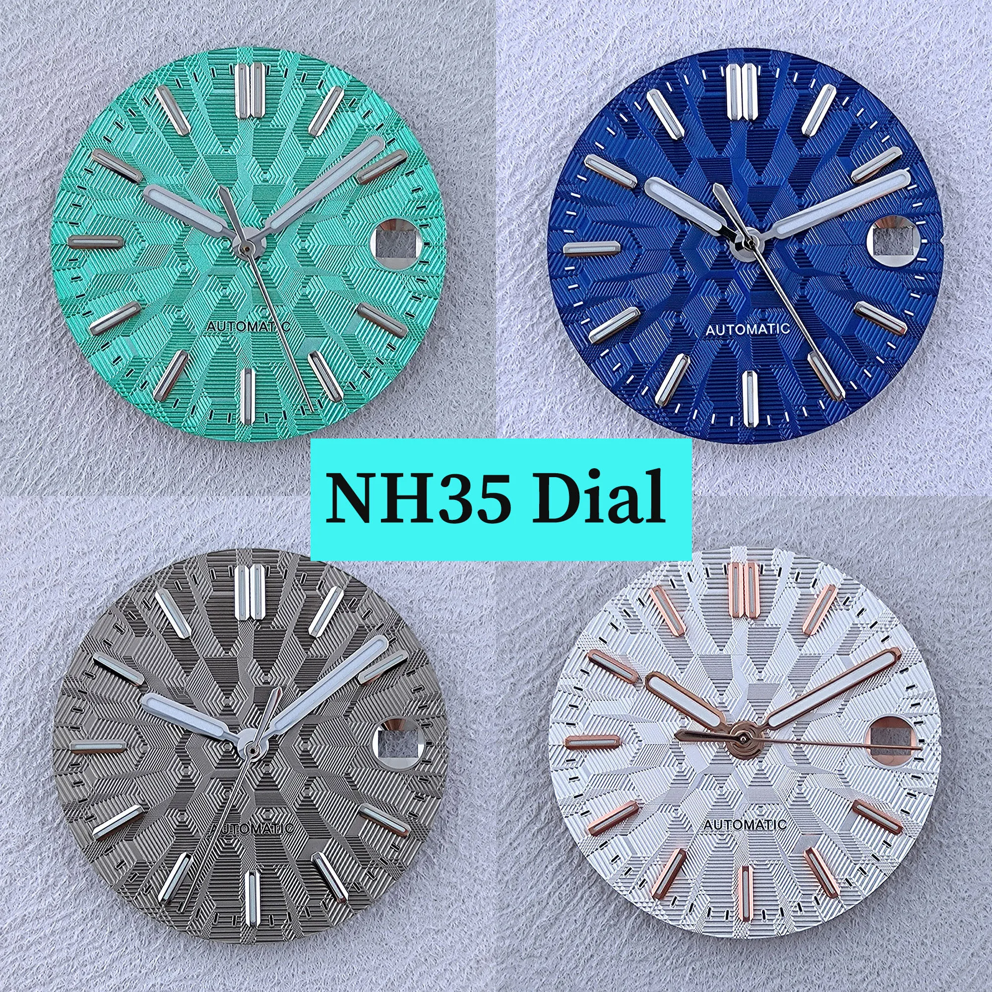 28.5mm NH35 Dial Customized Logo No Logo Watch Dial Green Luminous Dial Fit NH35 Movement Watch Accessories Watch Repair Tools