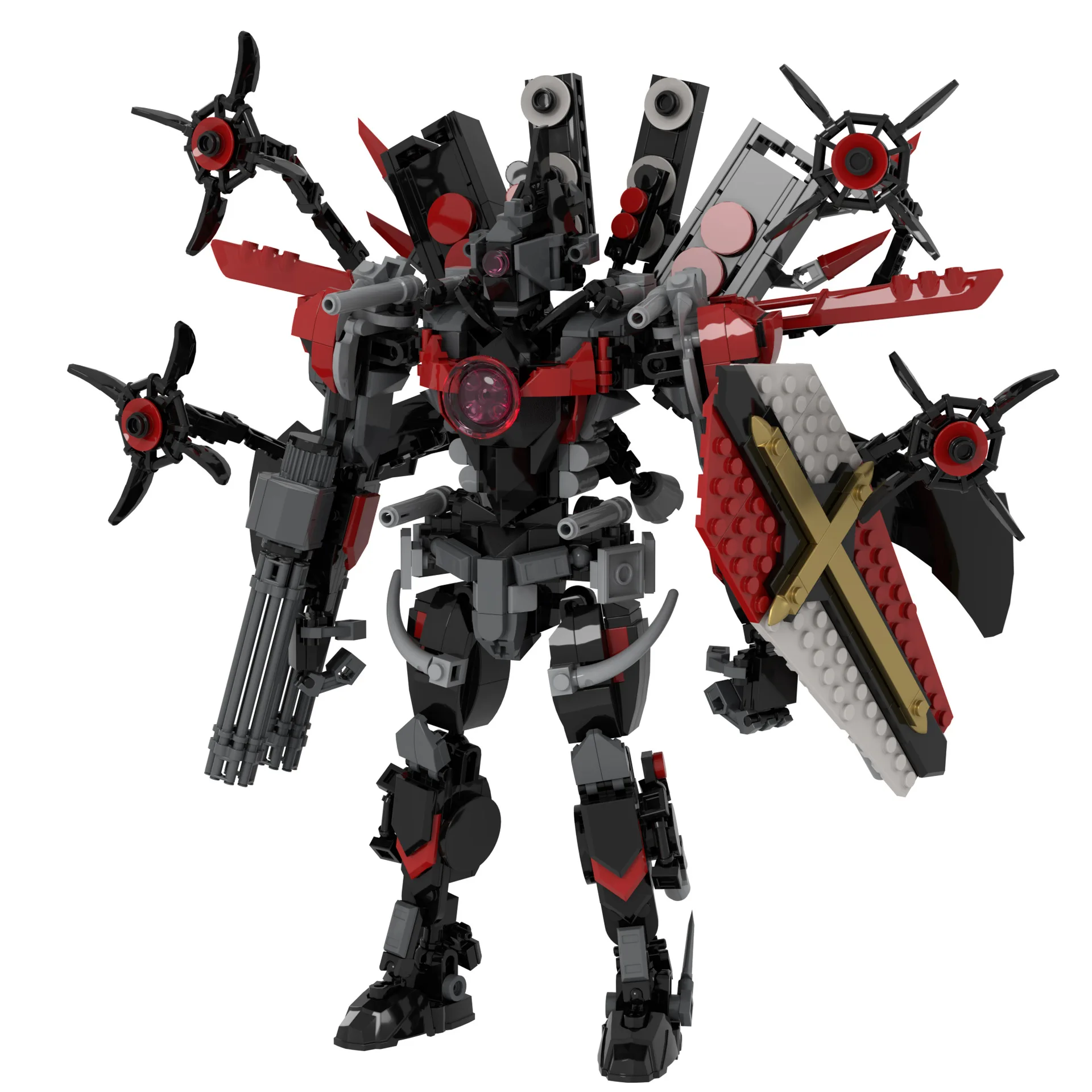 Fully armed speaker, building block model, animated game, character assembly, brick toy, birthday gift for toileted fans
