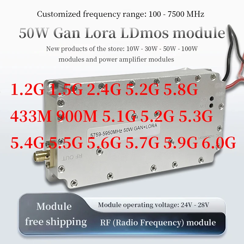 

Модуль Gan 50 Вт с поддержкой циркуляции Индивидуальные диапазоны частоты 100-3000 МГц 3000-6000 МГц 6000-7500 МГц Частотный диапазон 5,2G 5,8G