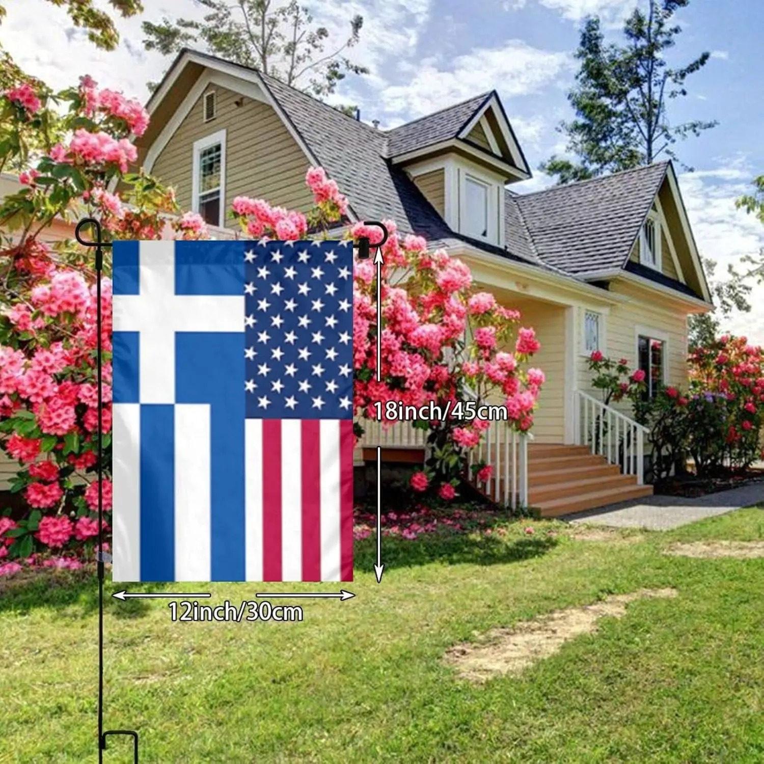 American Greece Greek Flag Garden Flag Double-sided Printing 12x18 Inch Yard Outdoor Decoration LOI zzo