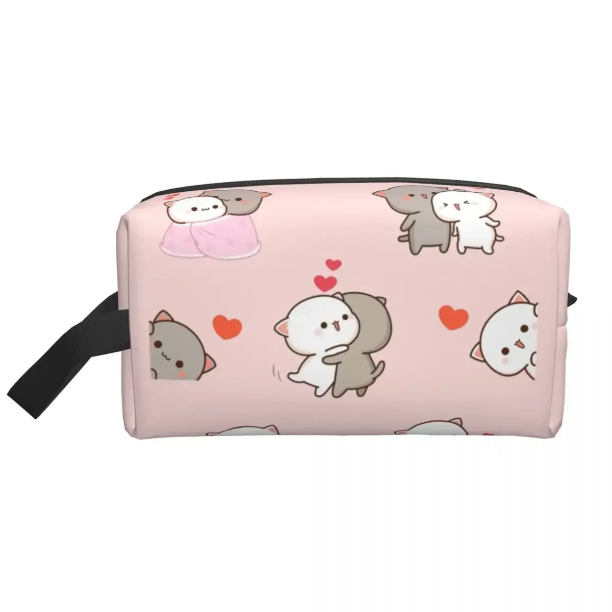 

Custom Romantic Peach And Goma Mochi Cat Makeup Bag Women Travel Cosmetic Organizer Cute Storage Toiletry Bags