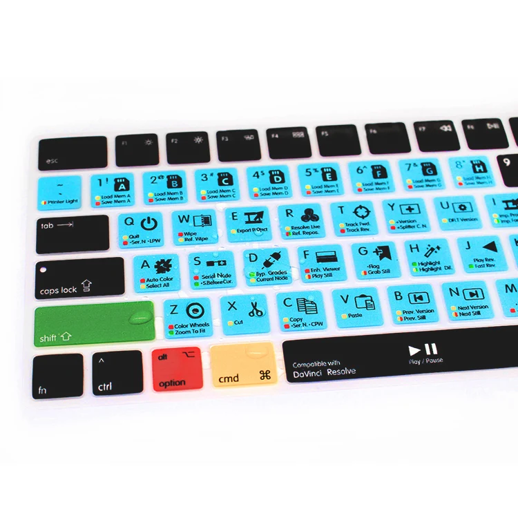 DaVinci Resolve Functional Shortcuts Hotkey Silicone Keypad Covers Skins Protective Film For Apple Magic MLA22B/A US Version