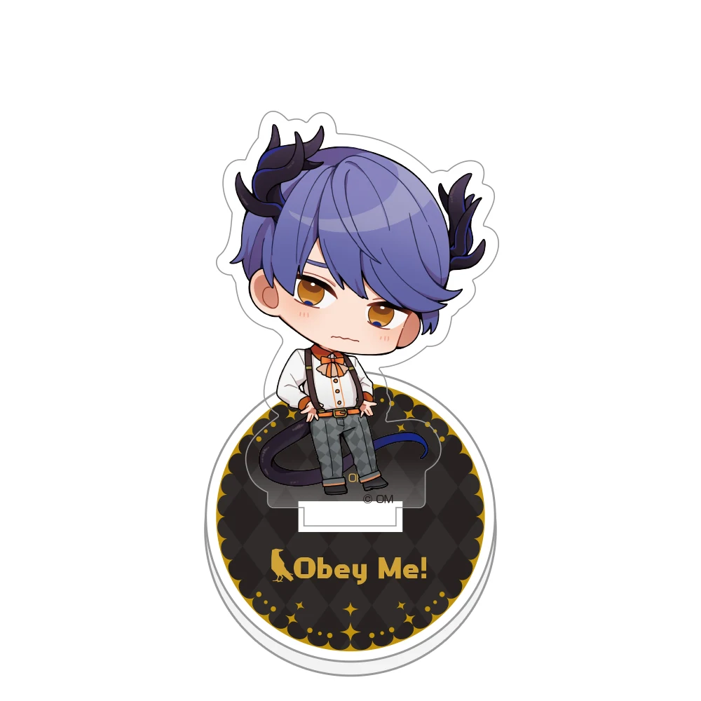 Anime Obey Me! Asmodeus Mammon Lucifer Solomon Mini Acrylic HD Characters Stand Desktop Decor Fans Gifts About 10cm