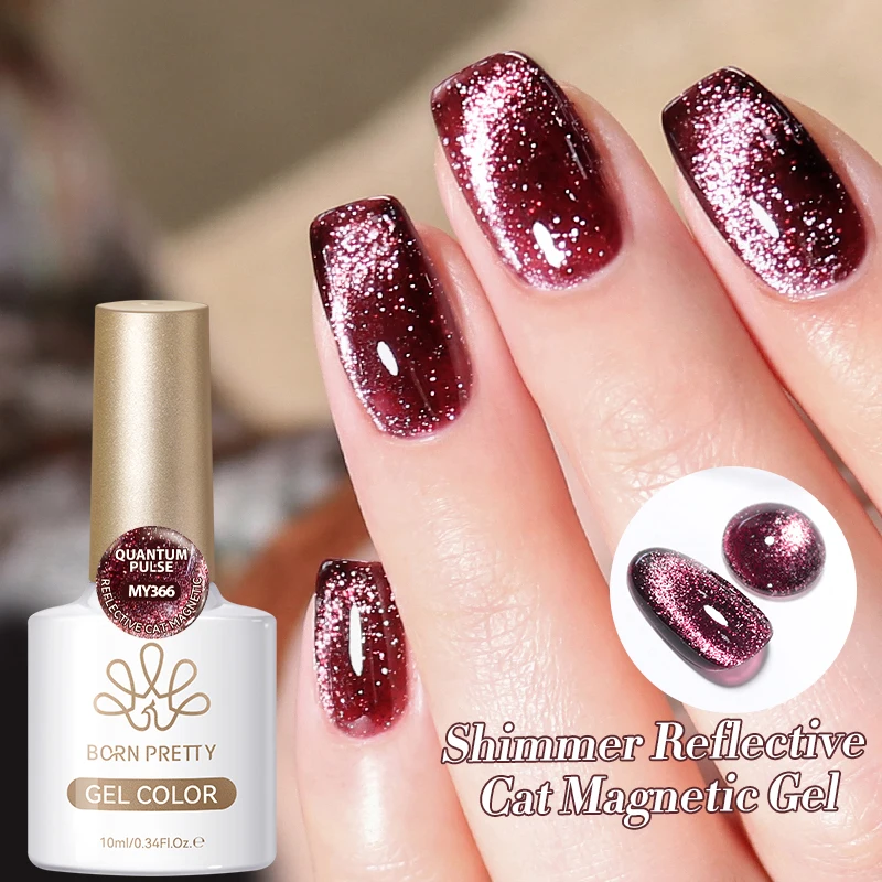 BORN PRETTY 10ml Sparkling Reflective Cat Magnetic Gel Nail Polish Red Silver Gold ultra Shine Varnis Semi Permanent Nail Gel