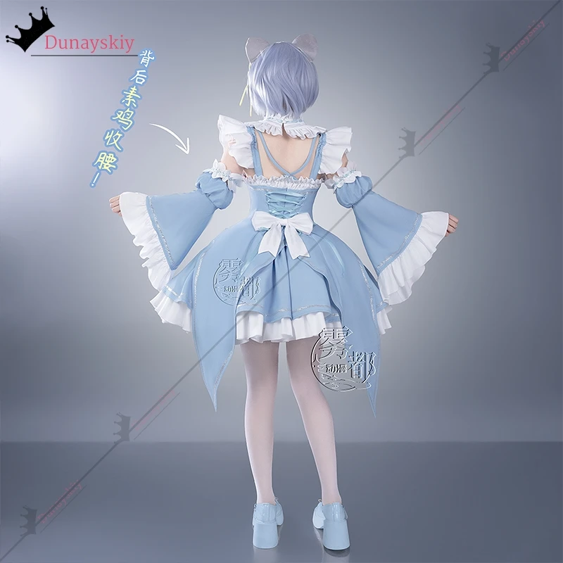 XS-2XL Re: Zero Starting Life in Another World Rem Cosplay Costume Bule French Maid  Dress Halloween Disguise for Adult Women