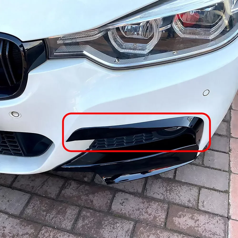 For BMW F30 F31 M Sport 2012-2018 Front Bumper Lip Splitter Canards Spoiler 1Pair Car Fog Lamp Eyebrow Frame Cover Grille