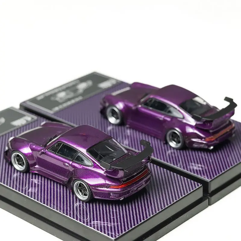 FLAME 1/64 RWB 993 964 Lila Kohlefaserlegierung Kraftfahrzeug Spielzeug Druckguss Metall Modellsammlung Weihnachtsgeschenke für Jungen