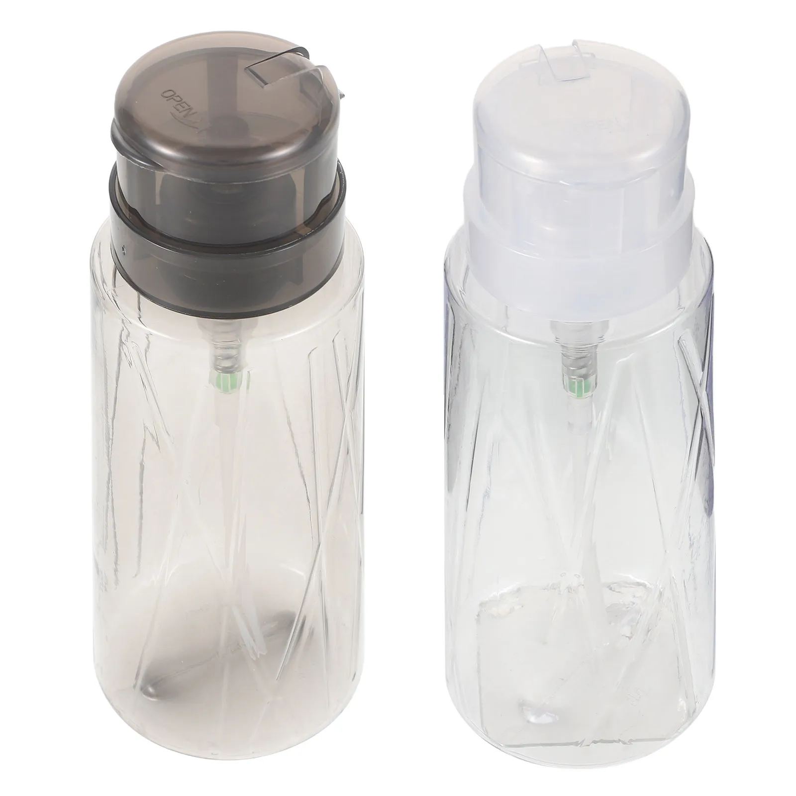 Push Down Nail Polish Remover Bottle Transparent Refillable Pump Dispenser Leak Proof Nail Care Container for Salon Manicure