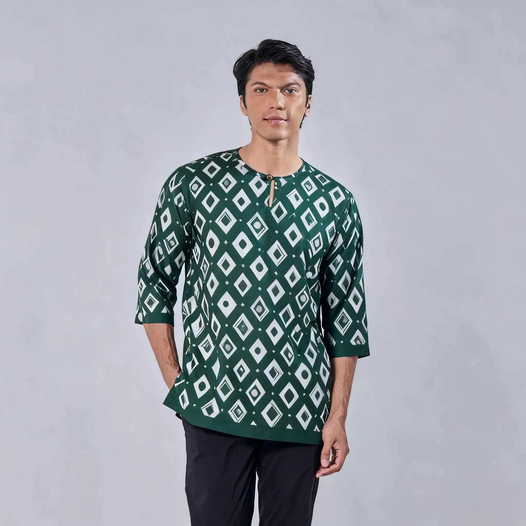 تي شيرت بأكمام قصيرة ملابس صلاة إسلامية فاخرة على الطراز الأفريقي البرنز أزياء مطبوعة على الطراز العربي الوطني Maroc Homme #4