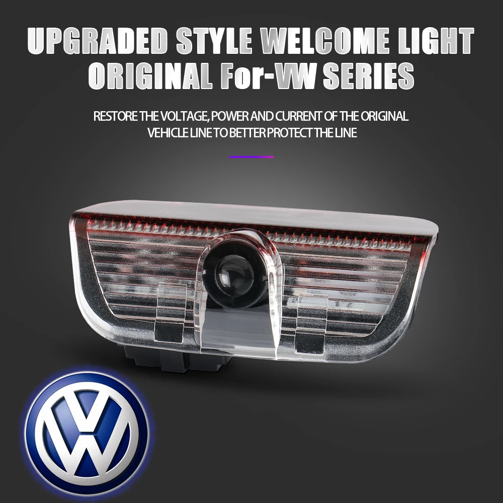 Porta sem fio Emblema Luz LED, Lâmpada de boas-vindas, Projetor Laser, Acessórios para Volkswagen Golf R Motion, SAGITAR, PASSAT CC, 2pcs