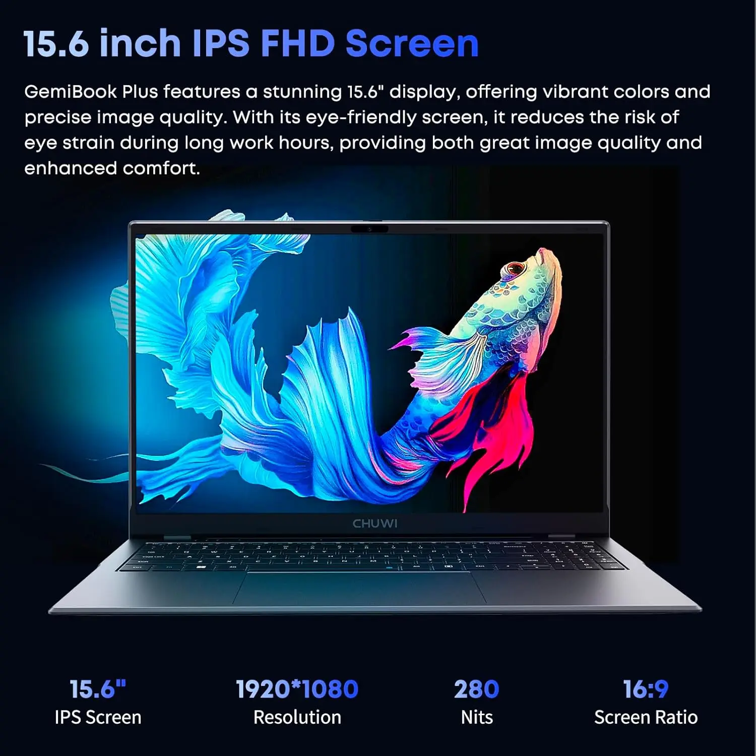 CHUWI GemiBook Plus portátil 15,6 ''FHD 1920x1080 16GB LPDDR5 512GB SSD Intel N100/N150 Alder Lake WiFi 6 Windows 11 portátiles