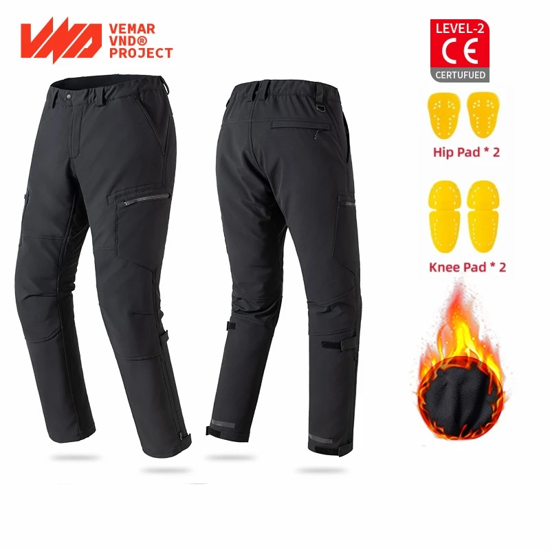 Winter Men Warm Motocross Pants Anti-fall CE2 Hip Pads Knee Protection Water Resistant Windproof Riding Motorcycle Trousers