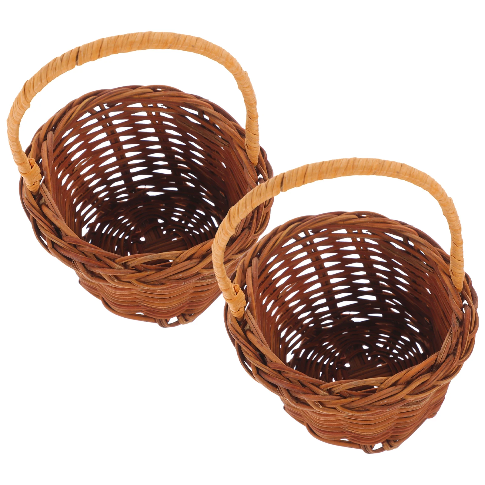 

2 шт. мини-корзины из ротанга 8 см x 11 5 см из натурального материала для хранения декоративных цветов ручной работы DIY аксессуары для дома