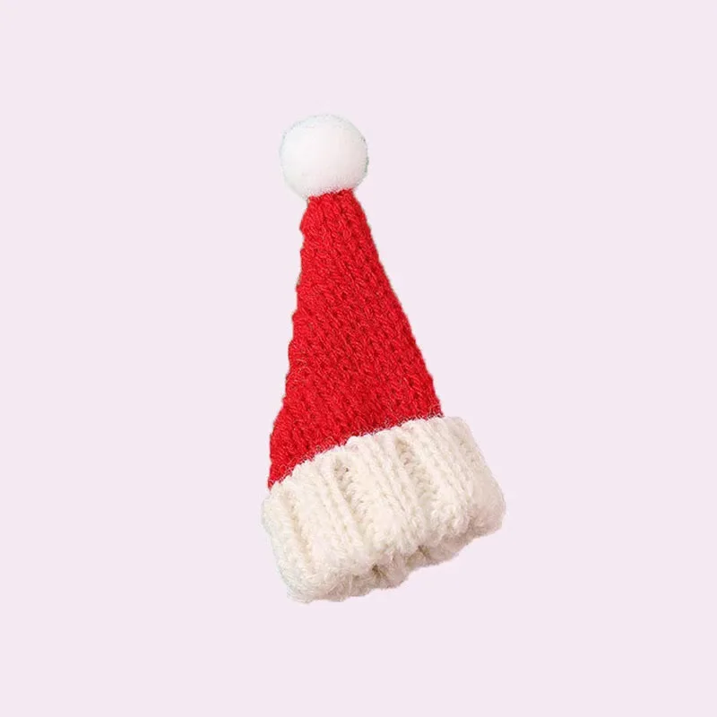 Christmas Mini Finger Hat Santa Handmade DIY Wine Bottle Decor Knitted Hats Christmas Tree Ornament Xmas Party Favor