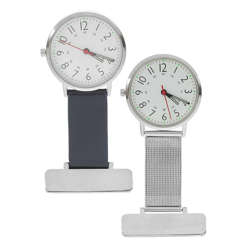 2 pcs Metal Nurse Pocket Watch Portable Doctor, Stainless Steel Medical Timepiece, Gift For Nurses Doctors, Pocket Watch For
