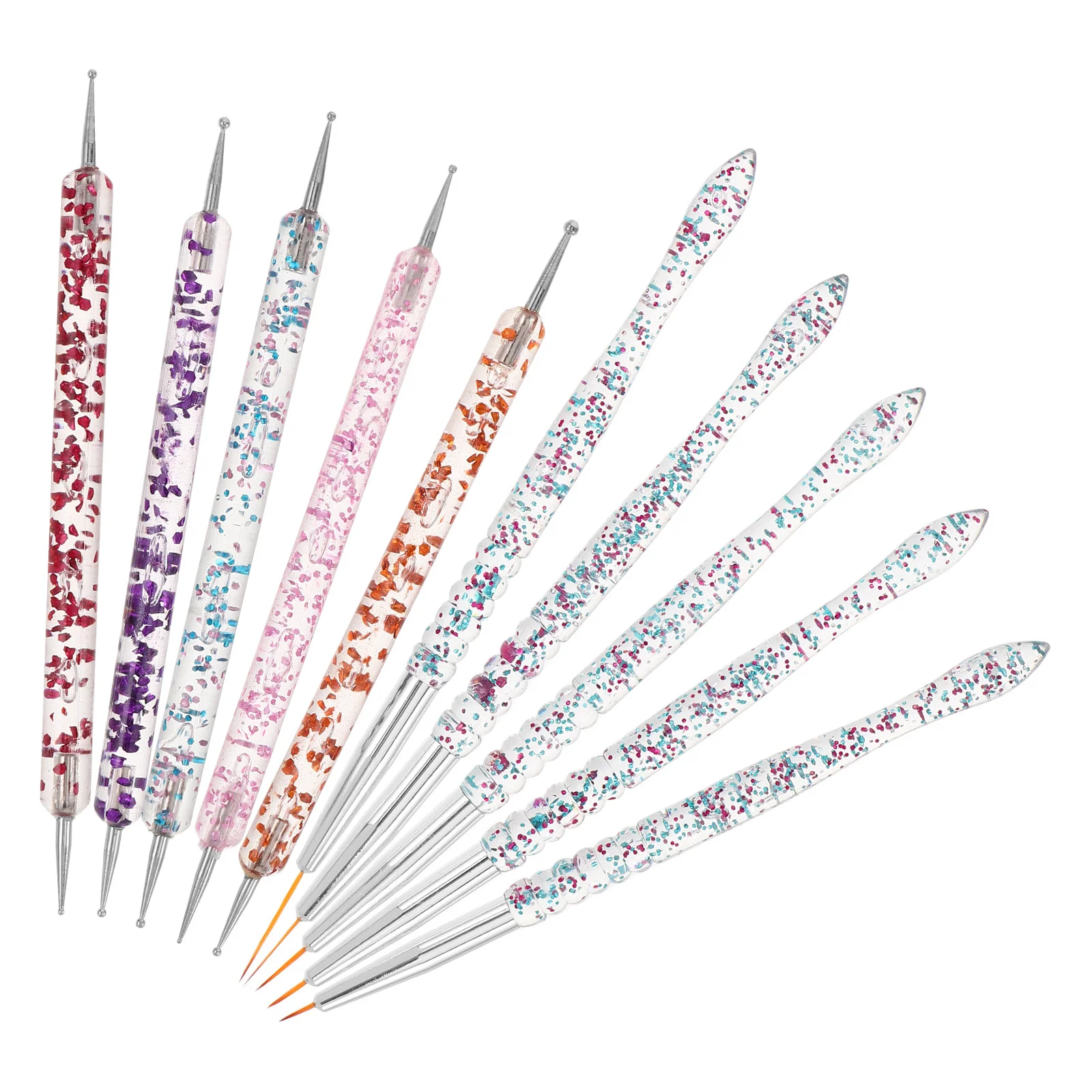 10 pezzi Set di strumenti artistici Penna punteggiata a doppia estremità per design manicure Penna floreale Strumenti durevoli per nail art per salone Disegno portatile per unghie