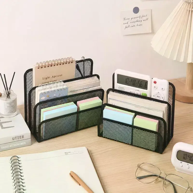 1Pcs Multi-functional Metal Table File Rack Mesh Three Layers Mail Holder Desktop Storage Stand School Office Mail Holder