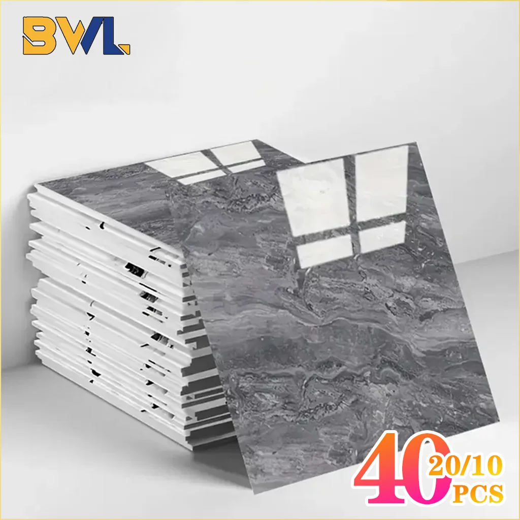 10-40PCS Marble Style Self-adhesive Floor Stickers Thickened Wear-resistant PVC Flooring Mats for Household Use Easy To Install