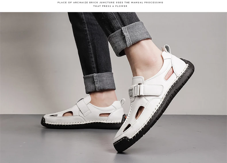 Bestseller Sommer Herren-Sandalen Outdoor Herren-Strandsandalen Handgefertigte Leder-Römersandalen Modische Herren-Wasser-Trekking-Sandalen – Detail 15