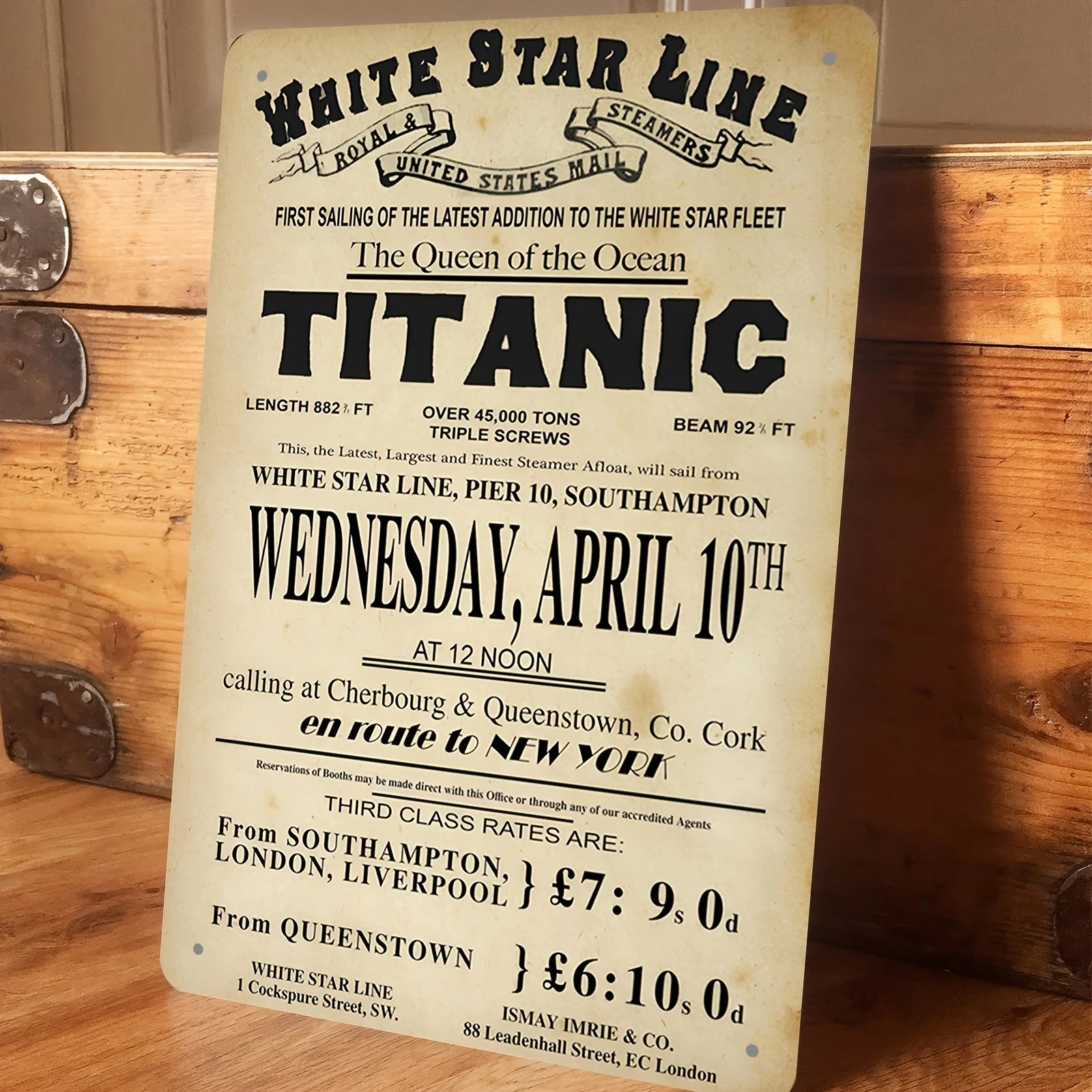 2D Flat - 1pc Vintage RMS Titanic Passenger List Metal Sign - 20.32x30.48 cm Iron Wall Decor with Classic Nautical Theme, Retro