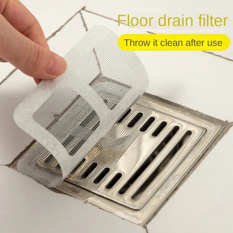 2708 Bathroom Hair Filter Blocking Net Bathroom Sewer Filter Kitchen Anti-clogging Insect-proof Self-adhesive Floor Drain Paste